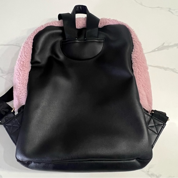 Betsey Johnson pink and black fuzzy backpack - Picture 8 of 11